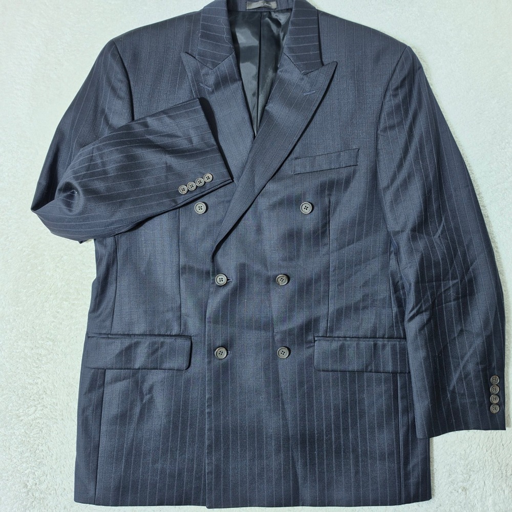 Lauren Ralph Lauren Blazer Mens 44" Navy Blue Pinstripe Double Breasted